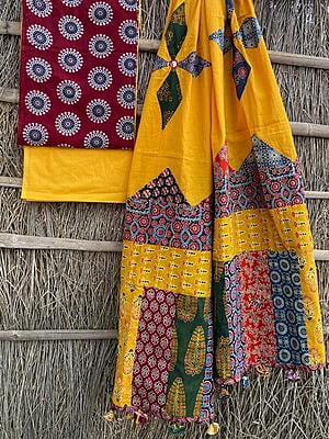 Ajrakh Suit With Applique Work Dupatta Catalogue 2-2 Ajrakh Suit With Applique Work Dupatta Catalogue 2-2
