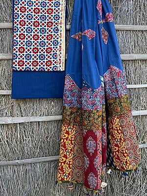 Ajrakh Suit With Applique Work Dupatta Catalogue 2-5 Ajrakh Suit With Applique Work Dupatta Catalogue 2-5