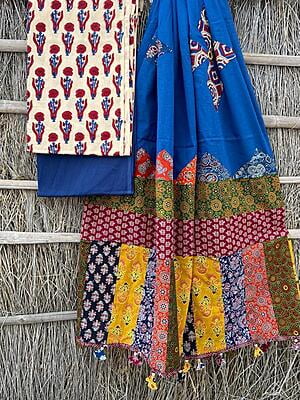 Ajrakh Suit With Applique Work Dupatta Catalogue 2-6 Ajrakh Suit With Applique Work Dupatta Catalogue 2-6
