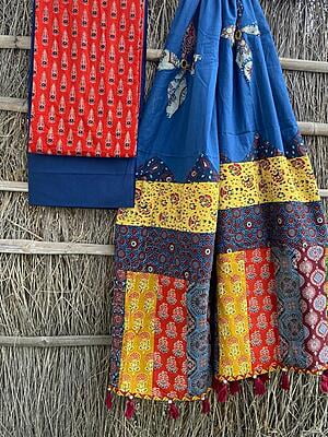 Ajrakh Suit With Applique Work Dupatta Catalogue 2-7 Ajrakh Suit With Applique Work Dupatta Catalogue 2-7