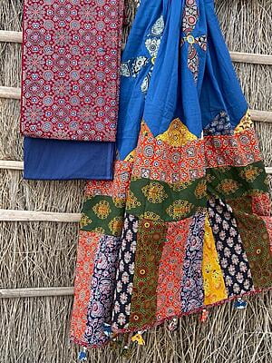 Ajrakh Suit With Applique Work Dupatta Catalogue 2-8 Ajrakh Suit With Applique Work Dupatta Catalogue 2-8