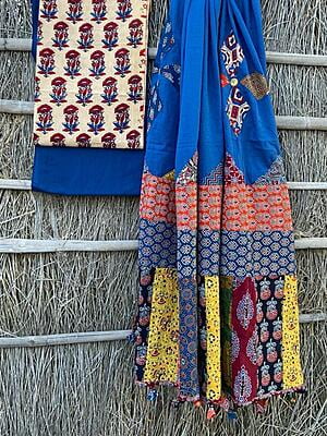 Ajrakh Suit With Applique Work Dupatta Catalogue 2-9 Ajrakh Suit With Applique Work Dupatta Catalogue 2-9