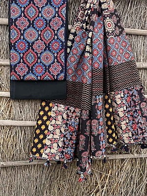 Ajrakh Suit With Applique Work Dupatta Catalogue 3-1 Ajrakh Suit With Applique Work Dupatta Catalogue 3-1