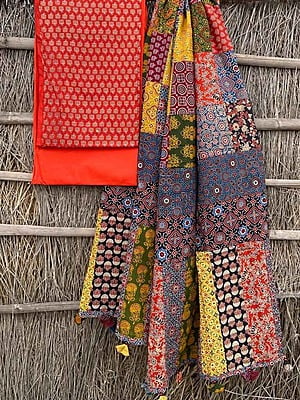 Ajrakh Suit With Applique Work Dupatta Catalogue 3-10 Ajrakh Suit With Applique Work Dupatta Catalogue 3-10