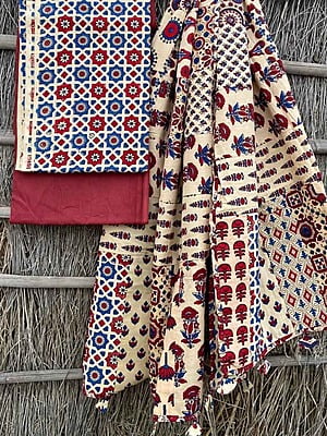 Ajrakh Suit With Applique Work Dupatta Catalogue 3-11 Ajrakh Suit With Applique Work Dupatta Catalogue 3-11