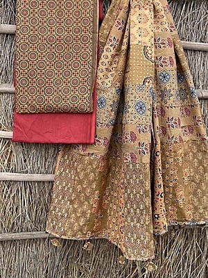 Ajrakh Suit With Applique Work Dupatta Catalogue 3-14 Ajrakh Suit With Applique Work Dupatta Catalogue 3-14