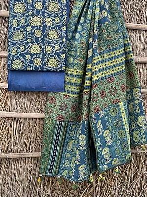 Ajrakh Suit With Applique Work Dupatta Catalogue 3-19 Ajrakh Suit With Applique Work Dupatta Catalogue 3-19