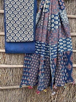 Ajrakh Suit With Applique Work Dupatta Catalogue 3-22 Ajrakh Suit With Applique Work Dupatta Catalogue 3-22