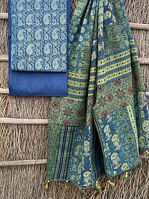 Ajrakh Suit With Applique Work Dupatta Catalogue 3-23 Ajrakh Suit With Applique Work Dupatta Catalogue 3-23