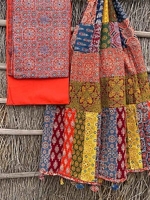 Ajrakh Suit With Applique Work Dupatta Catalogue 3-7 Ajrakh Suit With Applique Work Dupatta Catalogue 3-7