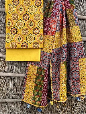 Ajrakh Suit With Applique Work Dupatta Catalogue 3-8 Ajrakh Suit With Applique Work Dupatta Catalogue 3-8