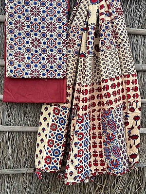 Ajrakh Suit With Applique Work Dupatta Catalogue 3-9 Ajrakh Suit With Applique Work Dupatta Catalogue 3-9