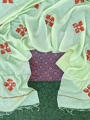 Ajrakh Suit With Applique Work Dupatta Catalogue 4-11 Ajrakh Suit With Applique Work Dupatta Catalogue 4-11