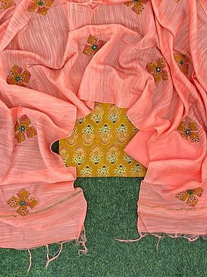 Ajrakh Suit With Applique Work Dupatta Catalogue 4-12 Ajrakh Suit With Applique Work Dupatta Catalogue 4-12