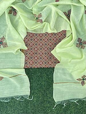 Ajrakh Suit With Applique Work Dupatta Catalogue 4-13 Ajrakh Suit With Applique Work Dupatta Catalogue 4-13