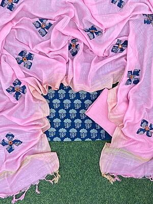 Ajrakh Suit With Applique Work Dupatta Catalogue 4-14 Ajrakh Suit With Applique Work Dupatta Catalogue 4-14