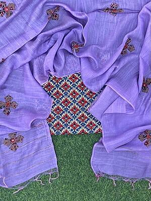 Ajrakh Suit With Applique Work Dupatta Catalogue 4-17 Ajrakh Suit With Applique Work Dupatta Catalogue 4-17