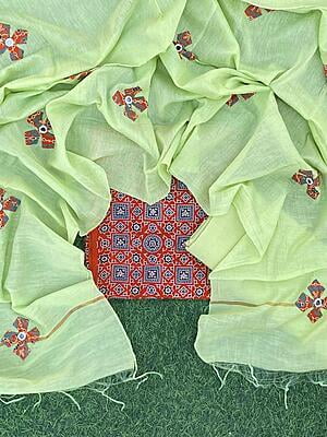 Ajrakh Suit With Applique Work Dupatta Catalogue 4-6 Ajrakh Suit With Applique Work Dupatta Catalogue 4-6