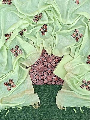 Ajrakh Suit With Applique Work Dupatta Catalogue 4-7 Ajrakh Suit With Applique Work Dupatta Catalogue 4-7