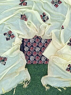 Ajrakh Suit With Applique Work Dupatta Catalogue 4-8 Ajrakh Suit With Applique Work Dupatta Catalogue 4-8