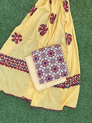 Ajrakh Suit With Dual Tone Patchwork Dupatta Catalogue 2-1 Ajrakh Suit With Dual Tone Patchwork Dupatta Catalogue 2-1