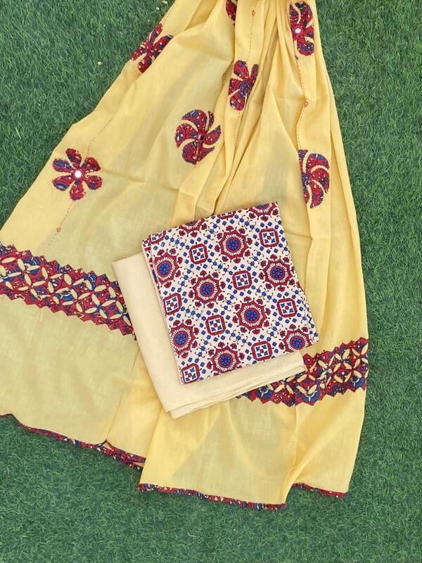 Ajrakh Suit With Dual Tone Patchwork Dupatta Catalogue 2-1 Ajrakh Suit With Dual Tone Patchwork Dupatta Catalogue 2-1