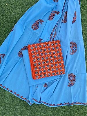 Ajrakh Suit With Dual Tone Patchwork Dupatta Catalogue 2-7 Ajrakh Suit With Dual Tone Patchwork Dupatta Catalogue 2-7