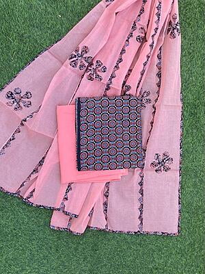 Ajrakh Suit With Dual Tone Patchwork Dupatta Catalogue 1-10 Ajrakh Suit With Dual Tone Patchwork Dupatta Catalogue 1-10