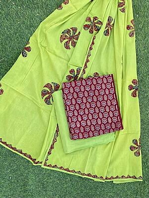 Ajrakh Suit With Dual Tone Patchwork Dupatta Catalogue 1-14 Ajrakh Suit With Dual Tone Patchwork Dupatta Catalogue 1-14