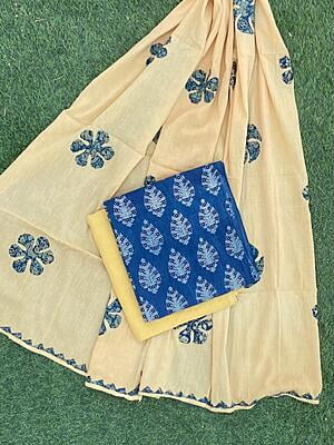 Ajrakh Suit With Dual Tone Patchwork Dupatta Catalogue 1-19 Ajrakh Suit With Dual Tone Patchwork Dupatta Catalogue 1-19