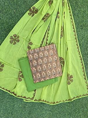 Ajrakh Suit With Dual Tone Patchwork Dupatta Catalogue 1-32 Ajrakh Suit With Dual Tone Patchwork Dupatta Catalogue 1-32