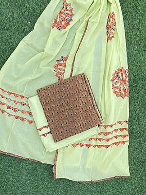 Ajrakh Suit With Dual Tone Patchwork Dupatta Catalogue 1-42 Ajrakh Suit With Dual Tone Patchwork Dupatta Catalogue 1-42