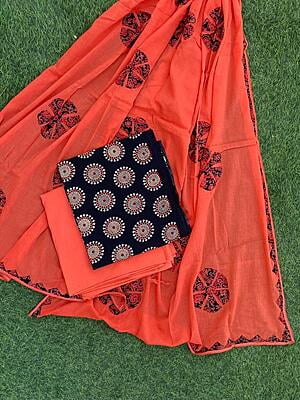 Ajrakh Suit With Dual Tone Patchwork Dupatta Catalogue 1-8 Ajrakh Suit With Dual Tone Patchwork Dupatta Catalogue 1-8
