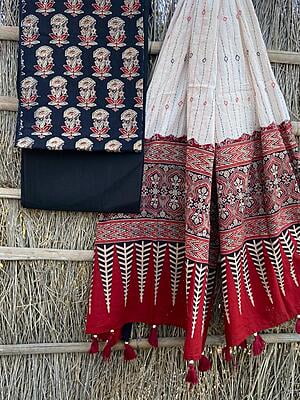 Ajrakh Suit With Kantha Dupatta Catalogue 2-11