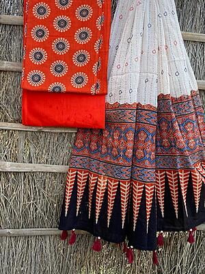 Ajrakh Suit With Kantha Dupatta Catalogue 2-13