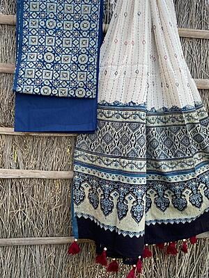 Ajrakh Suit With Kantha Dupatta Catalogue 2-14