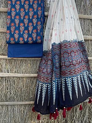 Ajrakh Suit With Kantha Dupatta Catalogue 2-15