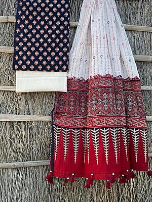 Ajrakh Suit With Kantha Dupatta Catalogue 2-3