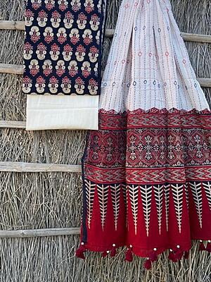 Ajrakh Suit With Kantha Dupatta Catalogue 2-4