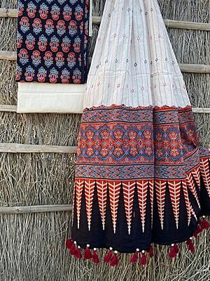 Ajrakh Suit With Kantha Dupatta Catalogue 2-6