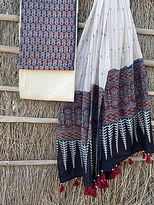 Ajrakh Suit With Kantha Dupatta Catalogue 2-8