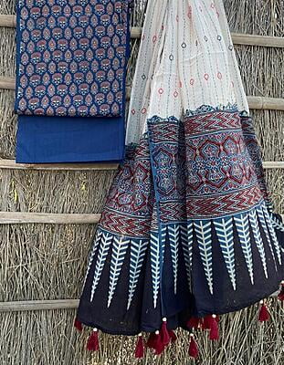 Ajrakh Suit With Kantha Dupatta Catalogue 2-9