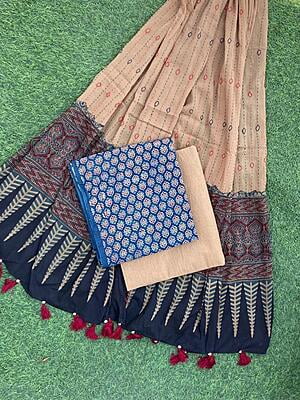 Ajrakh Suit With Kantha Dupatta Catalogue 3-11