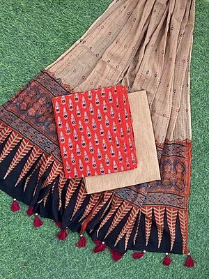 Ajrakh Suit With Kantha Dupatta Catalogue 3-12