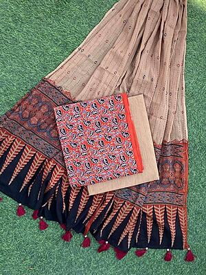 Ajrakh Suit With Kantha Dupatta Catalogue 3-14