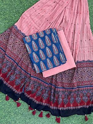Ajrakh Suit With Kantha Dupatta Catalogue 3-15