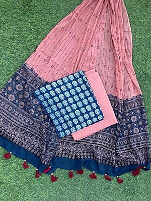Ajrakh Suit With Kantha Dupatta Catalogue 3-16