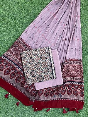 Ajrakh Suit With Kantha Dupatta Catalogue 3-17