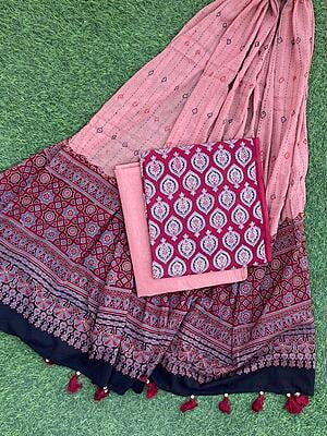Ajrakh Suit With Kantha Dupatta Catalogue 3-18