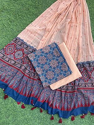 Ajrakh Suit With Kantha Dupatta Catalogue 3-2